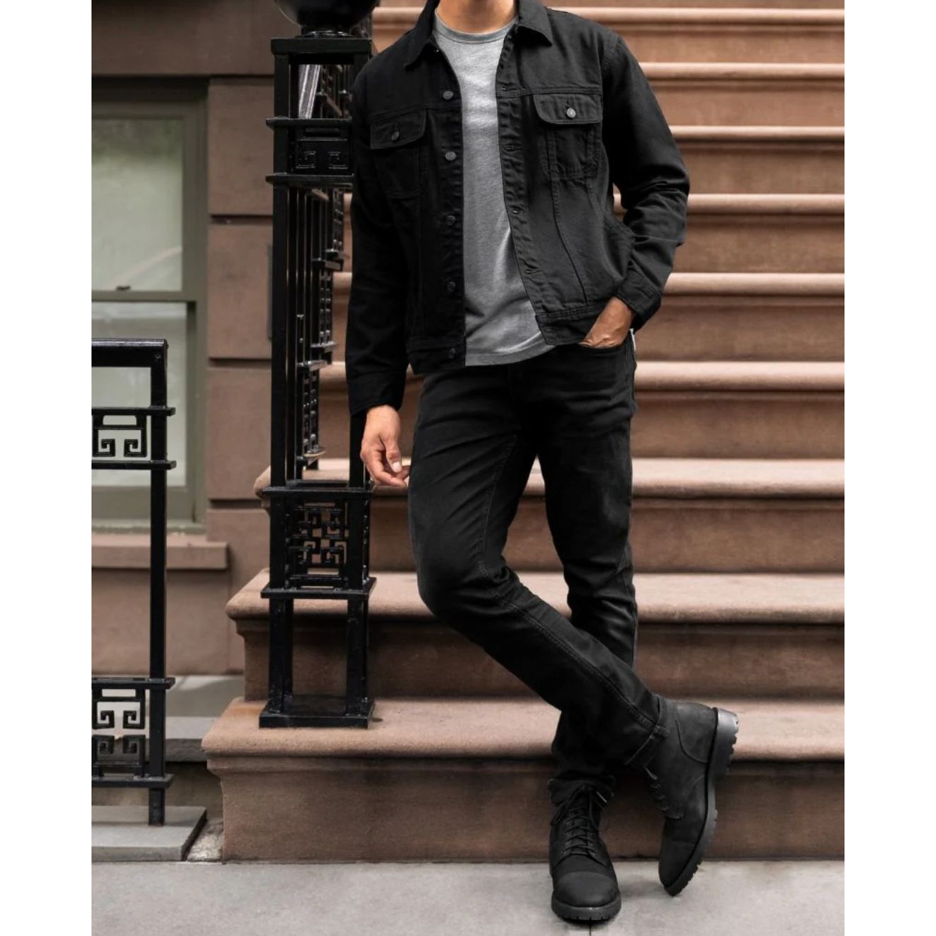 Thursday Boot Company Men's Large Black Denim Trucker Jean Jacket
